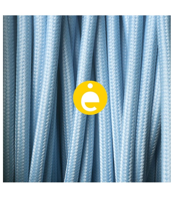 Cable textil redondo azul claro