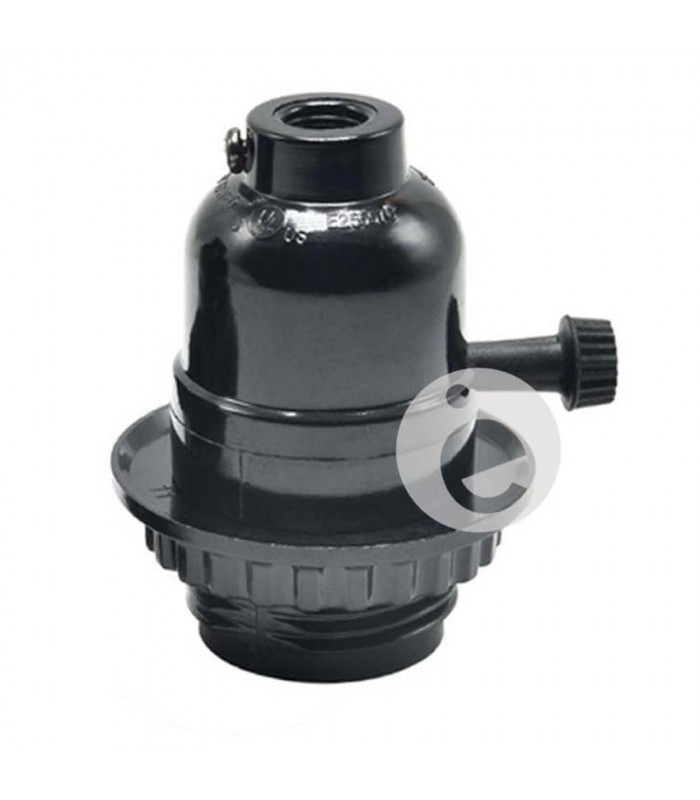 Portalámpara semi roscado termoplástico negro maneta